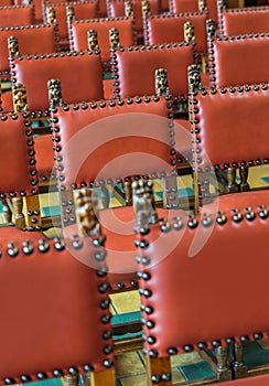 Rows of chairs in Gothic Hall - Brugge Belgium