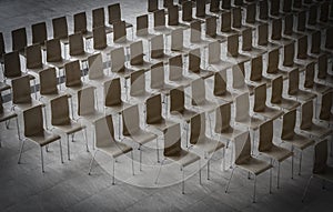 Rows of chairs - meeting background. Close up