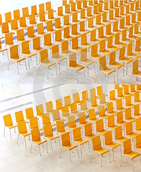 Rows of chairs - meeting background. View from above