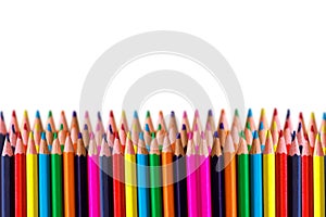 Rows of colored pencil