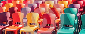 Rows Of Colorful Chairs Set The Stage For Gatherings And Events