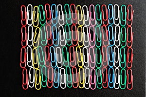 Rows of colorful paper clips