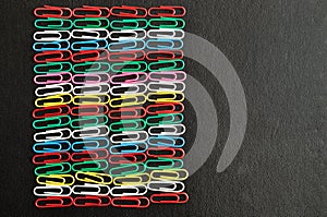 Rows of colorful paper clips