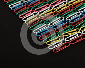 Rows of colorful paper clips