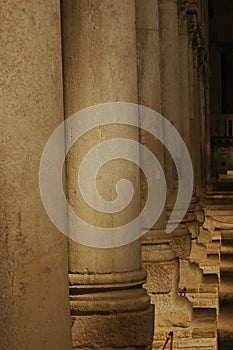 Rows of columns in a roman basilica