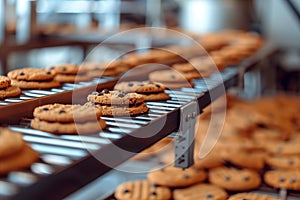 Rows of Cookies on Conveyor Belt