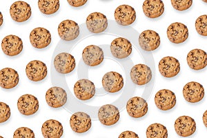 Rows of cookies isolated on a white background