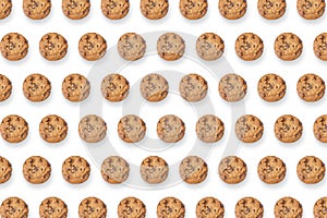 Rows of cookies isolated on a white background