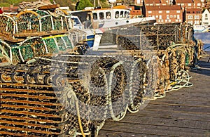 Rows of Crab Pots Piled on the Quay