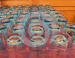 Rows of drinking glasses