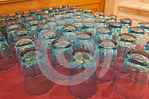 Rows of drinking glasses