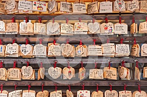 Rows of Ema at a Japanese Shinto temple