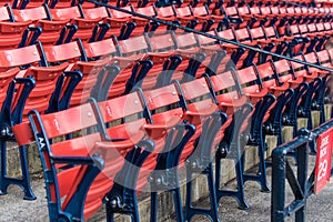 Rows of empty seats before the game