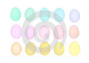 Rows of fifteen colour eggs.