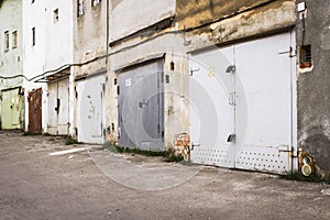 Rows of garages in a car cooperative