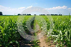rows of genetically modified crops in a test field