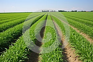 rows of genetically modified crops in a test field