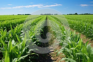 rows of genetically modified crops in a test field