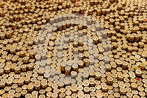 Rows of the golden shiny bullets