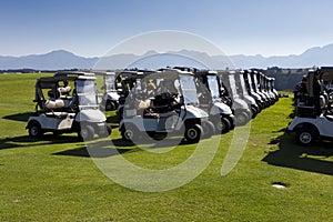 Rows of golf carts sunshine