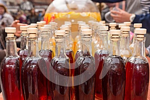 Rows of Gourmet Soda in Corked Bottles