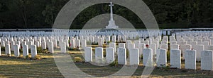 Rows of grave stones on Connaught Cemetery near Albert in France