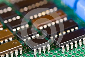 Rows of integral circuits on Printed Circuit Board photo
