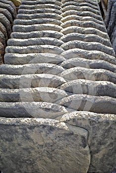 Rows of interleaved stepping stones at a garden centre. photo