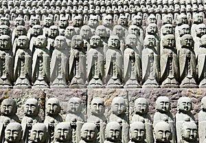 Rows of jizo statues