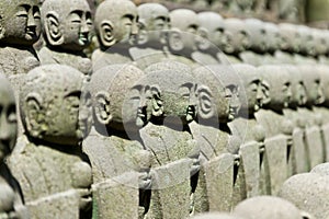 Rows of jizo statues