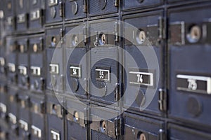 Rows of locked mailbox