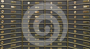 Rows of luxurious safe deposit boxes photo