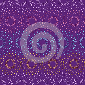 Rows of mandalas purple seamless vector pattern