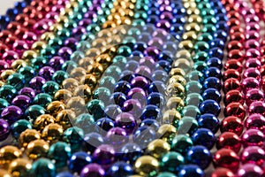 Rows of Mardi Gras beads