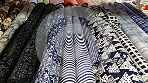 Rows of monochromic japanese cotton cloth