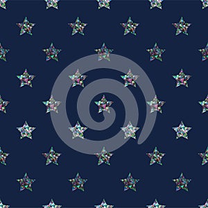Multicolor Glitter Stars Seamless Pattern
