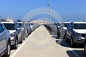 Rows of new cars