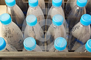 Rows of plastic water bottles