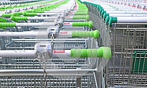 Rows of a plurality of trolleys photo