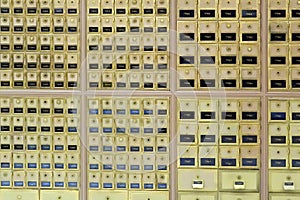 Rows of post office boxes