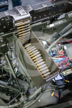 Rows of Powerful Gun Ammunition Bullets.