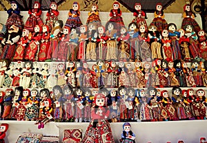 Rows of Pretty Dolls in Armenian Traditional Costumes in the Souvenir Shop at Vernissage Market,Yerevan, Armenia