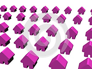 Rows of purple houses