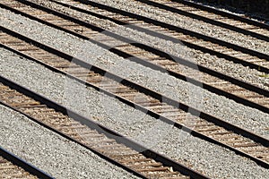 Rows Of Railroad Tracks In A Train Yard