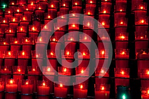 Rows of red candles