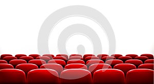 Rows of red cinema or theater seats