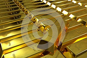 Rows of rendered gold bars