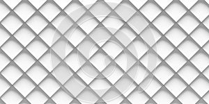 Rows of rotated and offset diagonal white cube boxes block background wallpaper banner flat lay top view from above