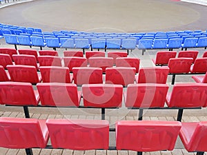 Rows of seats in the amphitheater