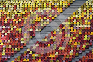 Rows Of Seats At Empty Open Air Stadium